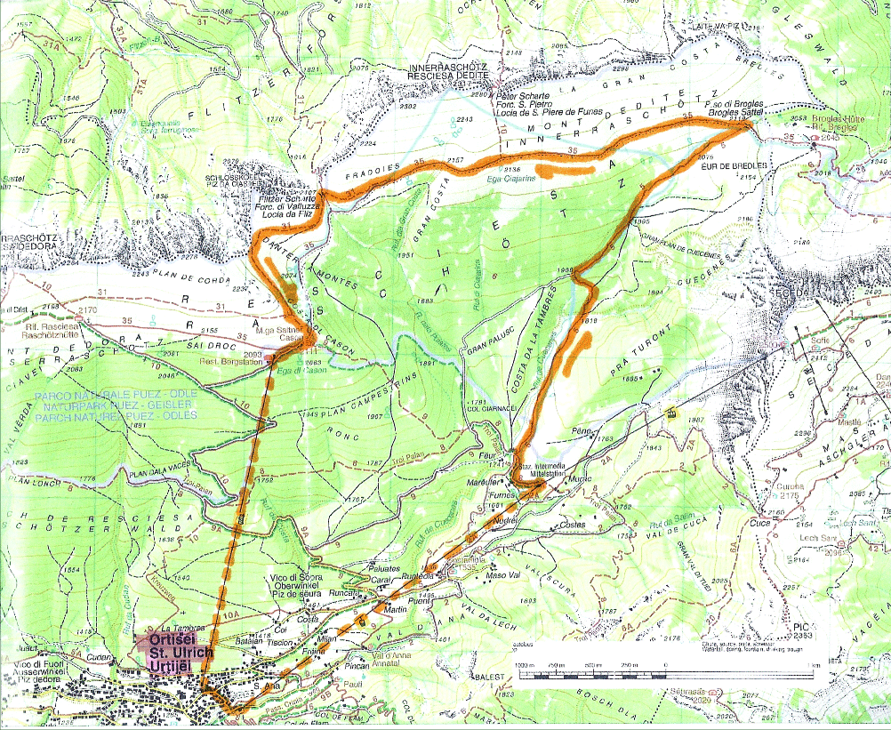 Hike Above Ortisei Map