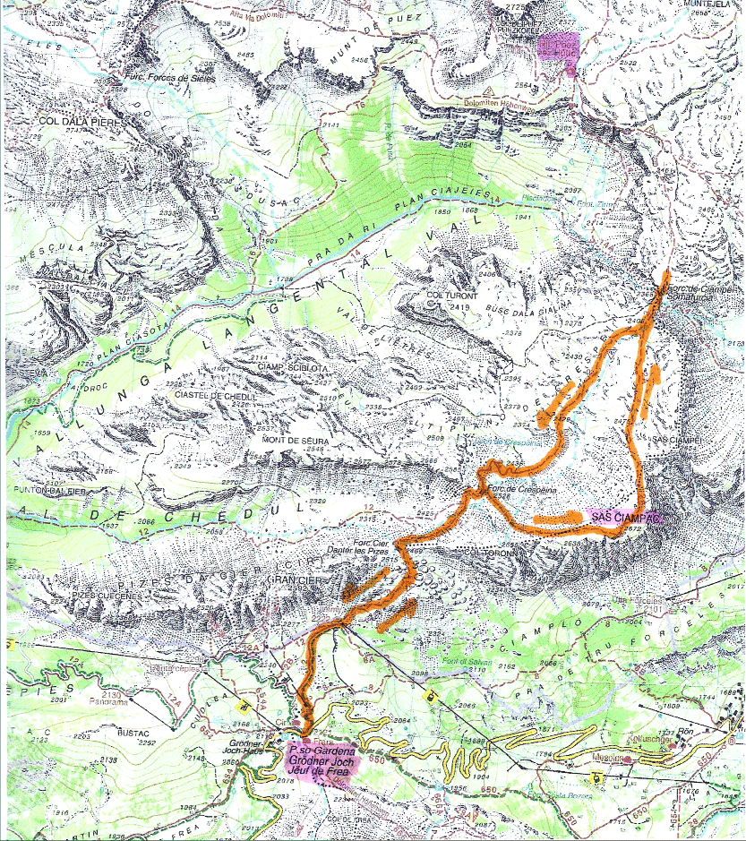 Sas Ciampac Hike Map